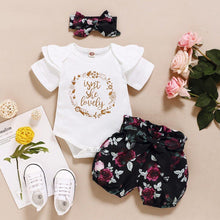 Load image into Gallery viewer, Cute Newborn Baby Girls Summer Clothes Bodysuit Romper + Headband - GoHappyShopin