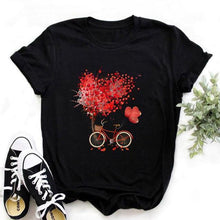 Load image into Gallery viewer, Women Bicycle Vogue Black T Shirt Style Graphic - GoHappyShopin