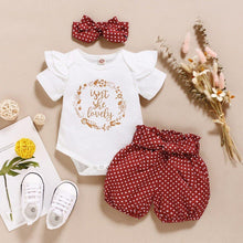 Load image into Gallery viewer, Cute Newborn Baby Girls Summer Clothes Bodysuit Romper + Headband - GoHappyShopin