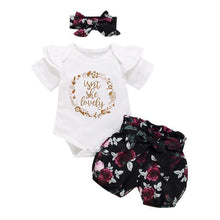 Load image into Gallery viewer, Cute Newborn Baby Girls Summer Clothes Bodysuit Romper + Headband - GoHappyShopin