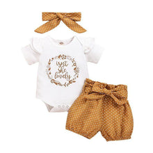Load image into Gallery viewer, Cute Newborn Baby Girls Summer Clothes Bodysuit Romper + Headband - GoHappyShopin