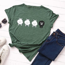 Load image into Gallery viewer, Women Cute Sheep Animal Print T Short - GoHappyShopin