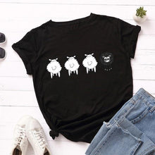 Load image into Gallery viewer, Women Cute Sheep Animal Print T Short - GoHappyShopin