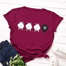 Load image into Gallery viewer, Women Cute Sheep Animal Print T Short - GoHappyShopin