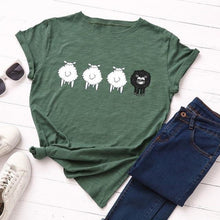Load image into Gallery viewer, Women Cute Sheep Animal Print T Short - GoHappyShopin