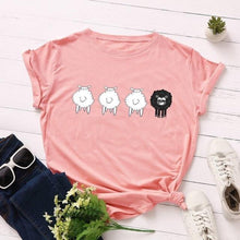 Load image into Gallery viewer, Women Cute Sheep Animal Print T Short - GoHappyShopin