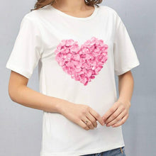 Load image into Gallery viewer, Women Heart Print Short Sleeve T shirt - GoHappyShopin
