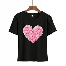 Load image into Gallery viewer, Women Heart Print Short Sleeve T shirt - GoHappyShopin