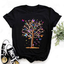 Load image into Gallery viewer, New Fashion Women Clothes Butterfly Tree T Shirt - GoHappyShopin