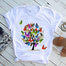 Load image into Gallery viewer, New Fashion Women Clothes Butterfly Tree T Shirt - GoHappyShopin
