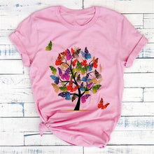 Load image into Gallery viewer, New Fashion Women Clothes Butterfly Tree T Shirt - GoHappyShopin