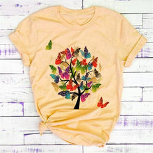 Load image into Gallery viewer, New Fashion Women Clothes Butterfly Tree T Shirt - GoHappyShopin