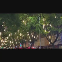 Load and play video in Gallery viewer, Solar LED Meteor Waterproof Shower Rain Lights Holiday String Lights
