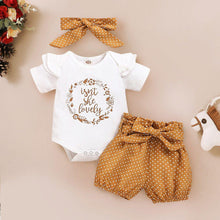 Load image into Gallery viewer, Cute Newborn Baby Girls Summer Clothes Bodysuit Romper + Headband - GoHappyShopin
