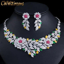 Load image into Gallery viewer, High Quality African Nigerican Cubic Zirconia Big Rose Flower Wedding Necklace - GoHappyShopin
