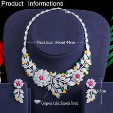 Load image into Gallery viewer, High Quality African Nigerican Cubic Zirconia Big Rose Flower Wedding Necklace - GoHappyShopin
