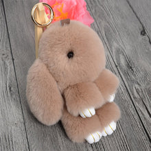 Load image into Gallery viewer, Cute Fluffy Real Rabbit Pompon Bunny Keychain - GoHappyShopin
