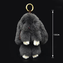 Load image into Gallery viewer, Cute Fluffy Real Rabbit Pompon Bunny Keychain - GoHappyShopin
