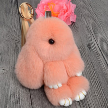 Load image into Gallery viewer, Cute Fluffy Real Rabbit Pompon Bunny Keychain - GoHappyShopin
