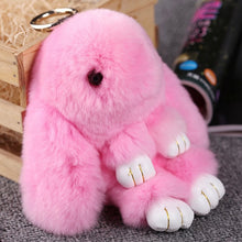 Load image into Gallery viewer, Cute Fluffy Real Rabbit Pompon Bunny Keychain - GoHappyShopin
