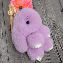 Load image into Gallery viewer, Cute Fluffy Real Rabbit Pompon Bunny Keychain - GoHappyShopin
