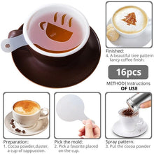 Load image into Gallery viewer, Coffee stencil Cafe barista Tools latte Art Maker 16Pcs - GoHappyShopin
