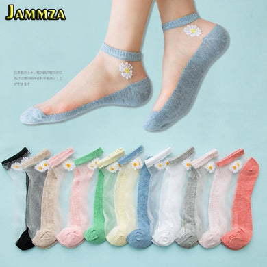 5Pairs/Lot Women Socks Fashion daisy Flower Japan Ankle Socks - GoHappyShopin
