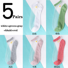 Load image into Gallery viewer, 5Pairs/Lot Women Socks Fashion daisy Flower Japan Ankle Socks - GoHappyShopin
