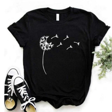 Women  Summer Wildflower Dandelion Print Casual Funny T shirt - GoHappyShopin