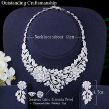 Load image into Gallery viewer, Women Statement Big Flower Leaf Drop Cubic Costume Necklace - GoHappyShopin
