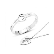 Load image into Gallery viewer, Valentine's Day Bracelet Necklace Heart Shape Concentric Lock Key Couple Sets - GoHappyShopin
