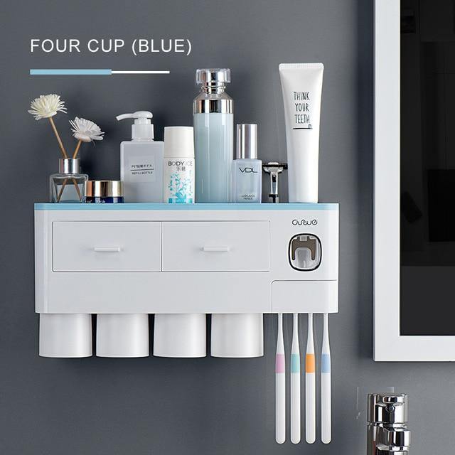 Automatic Toothpaste Dispenser With Magnetic Cup - GoHappyShopin