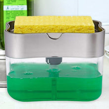 Load image into Gallery viewer, 2 in 1 Scrubbing Liquid Detergent Dispenser with Sponge Kitchen Tool - GoHappyShopin
