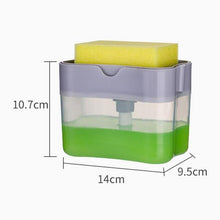 Load image into Gallery viewer, 2 in 1 Scrubbing Liquid Detergent Dispenser with Sponge Kitchen Tool - GoHappyShopin
