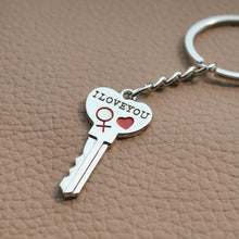 Load image into Gallery viewer, Silver Heart-shaped Couple Keychain - GoHappyShopin
