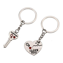Load image into Gallery viewer, Silver Heart-shaped Couple Keychain - GoHappyShopin

