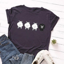 Load image into Gallery viewer, Women Cute Sheep Animal Print T Short - GoHappyShopin
