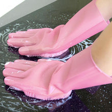Load image into Gallery viewer, Magic Dish washing Silicone Gloves Protect Hand Dirt Cleaning Brushes - GoHappyShopin
