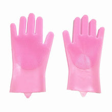 Load image into Gallery viewer, Magic Dish washing Silicone Gloves Protect Hand Dirt Cleaning Brushes - GoHappyShopin
