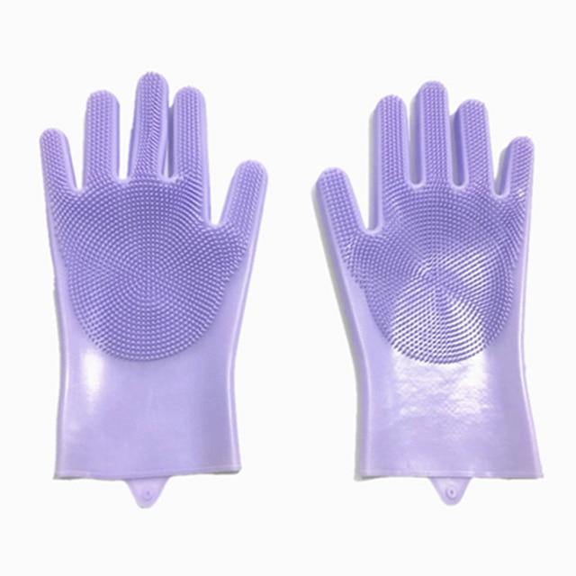 Magic Dish washing Silicone Gloves Protect Hand Dirt Cleaning Brushes - GoHappyShopin