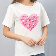 Load image into Gallery viewer, Women Heart Print Short Sleeve T shirt - GoHappyShopin
