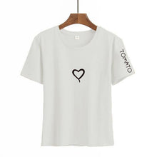 Load image into Gallery viewer, Women Heart Print Short Sleeve T shirt - GoHappyShopin
