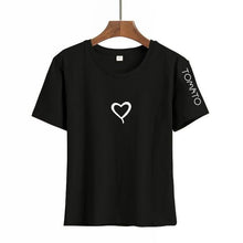 Load image into Gallery viewer, Women Heart Print Short Sleeve T shirt - GoHappyShopin
