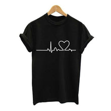 Load image into Gallery viewer, Women Heart Print Short Sleeve T shirt - GoHappyShopin
