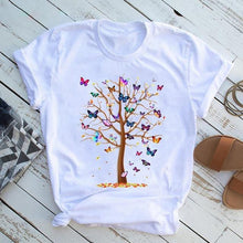 Load image into Gallery viewer, New Fashion Women Clothes Butterfly Tree T Shirt - GoHappyShopin
