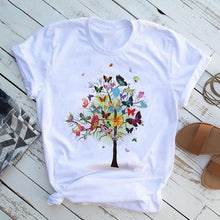 Load image into Gallery viewer, New Fashion Women Clothes Butterfly Tree T Shirt - GoHappyShopin
