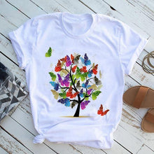 Load image into Gallery viewer, New Fashion Women Clothes Butterfly Tree T Shirt - GoHappyShopin
