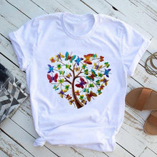 Load image into Gallery viewer, New Fashion Women Clothes Butterfly Tree T Shirt - GoHappyShopin
