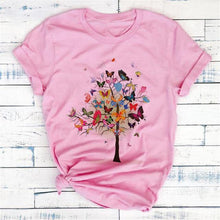 Load image into Gallery viewer, New Fashion Women Clothes Butterfly Tree T Shirt - GoHappyShopin
