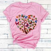Load image into Gallery viewer, New Fashion Women Clothes Butterfly Tree T Shirt - GoHappyShopin
